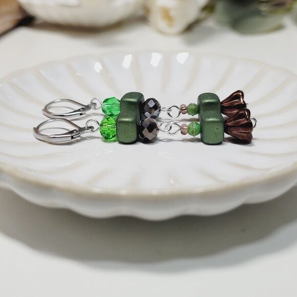 NEW BOHEMIALIZ earrings 689chocog#mfs Czech flower dangle earrings fairy earring - Picture 2 of 5